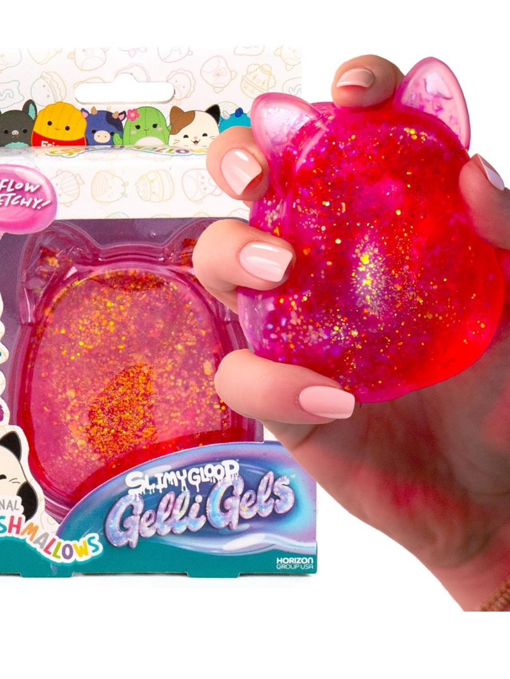 SlimyGloop Squishmallows Gelli Gels Stress Ball Squishy Toy Color Pink Cat NEW